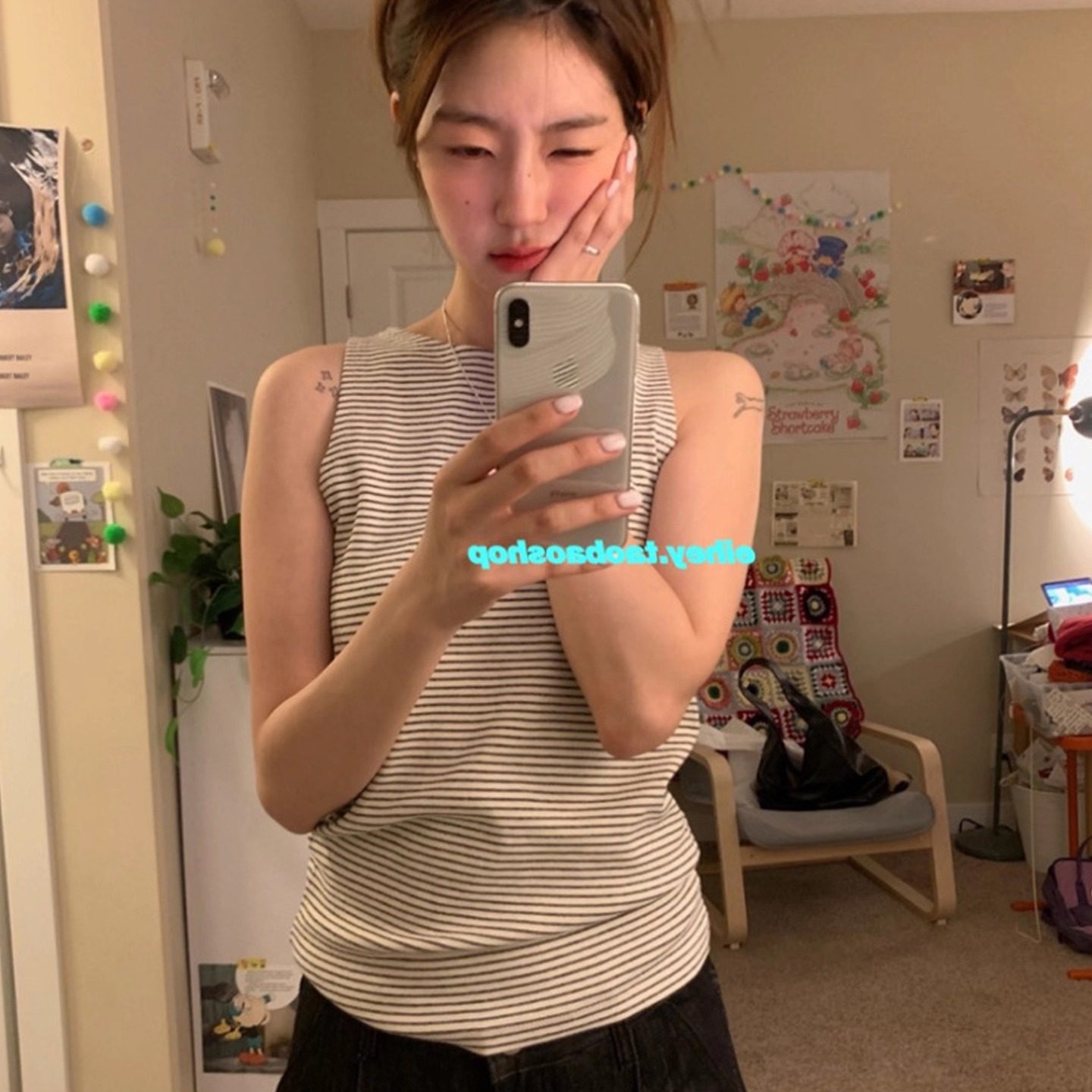 韩系简约细条纹吊带背心女夏季外穿miu系穿搭辣妹修身无袖短上衣