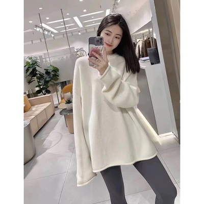 韩系中长款遮屁股毛衣宽松针织衫