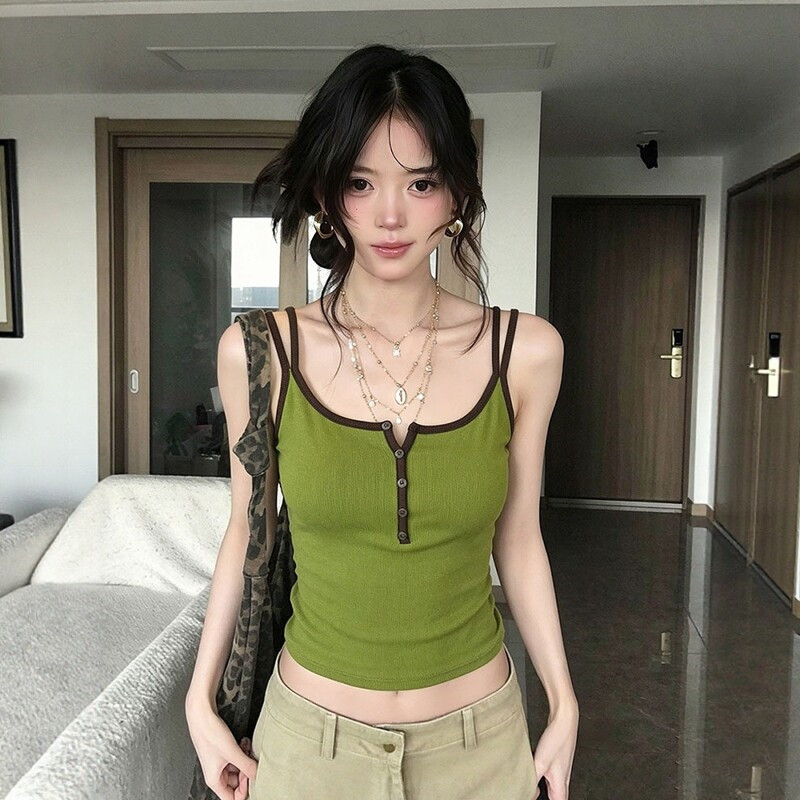 多巴胺吊带背心辣妹修身无袖上衣
