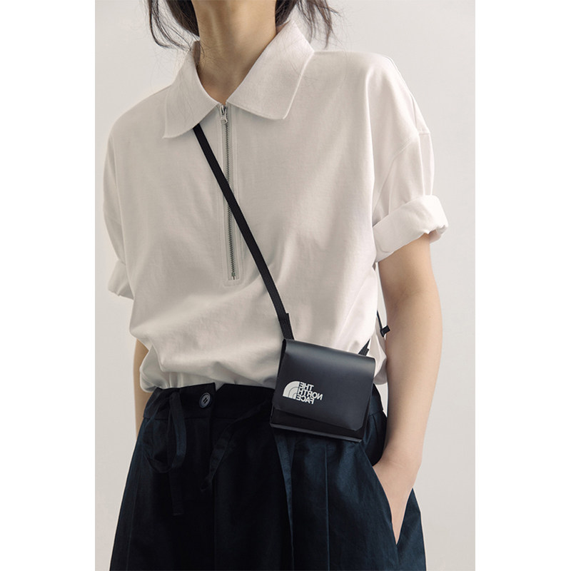 法式白色t恤短袖女夏薄款拉链polo针织衫港风设计感小众翻领上衣