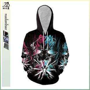 立体图案B128 印花龙珠个性 2024速卖通新款 欧美情侣休闲卫衣3D数码