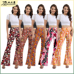 喇叭裤 子 裤 万圣节夏季 子女休闲时尚 印花裤 欧美cosplay服 波点数码