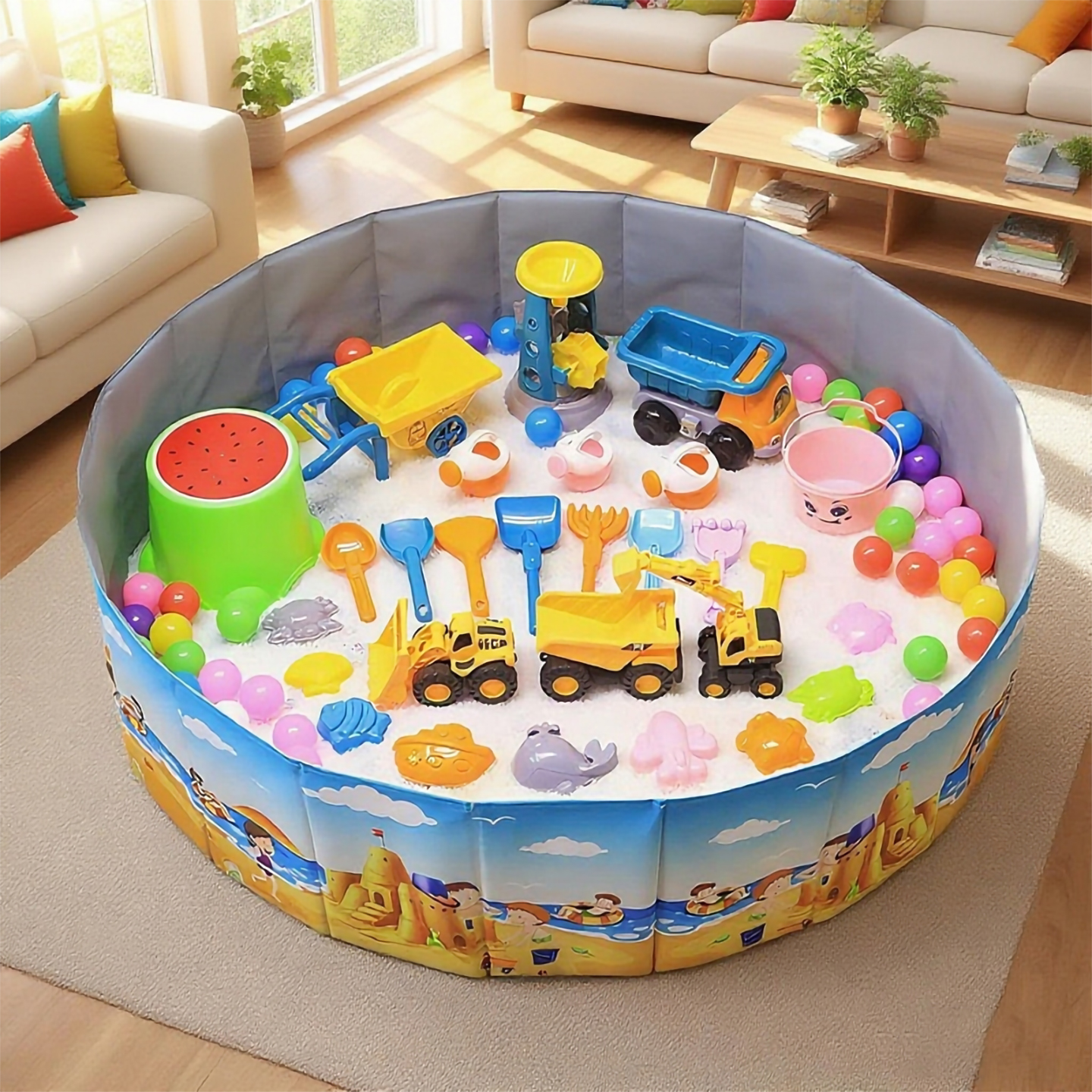 儿童沙子玩具沙池室内沙滩玩具套装家用珍珠沙塑料颗粒雪花白沙子