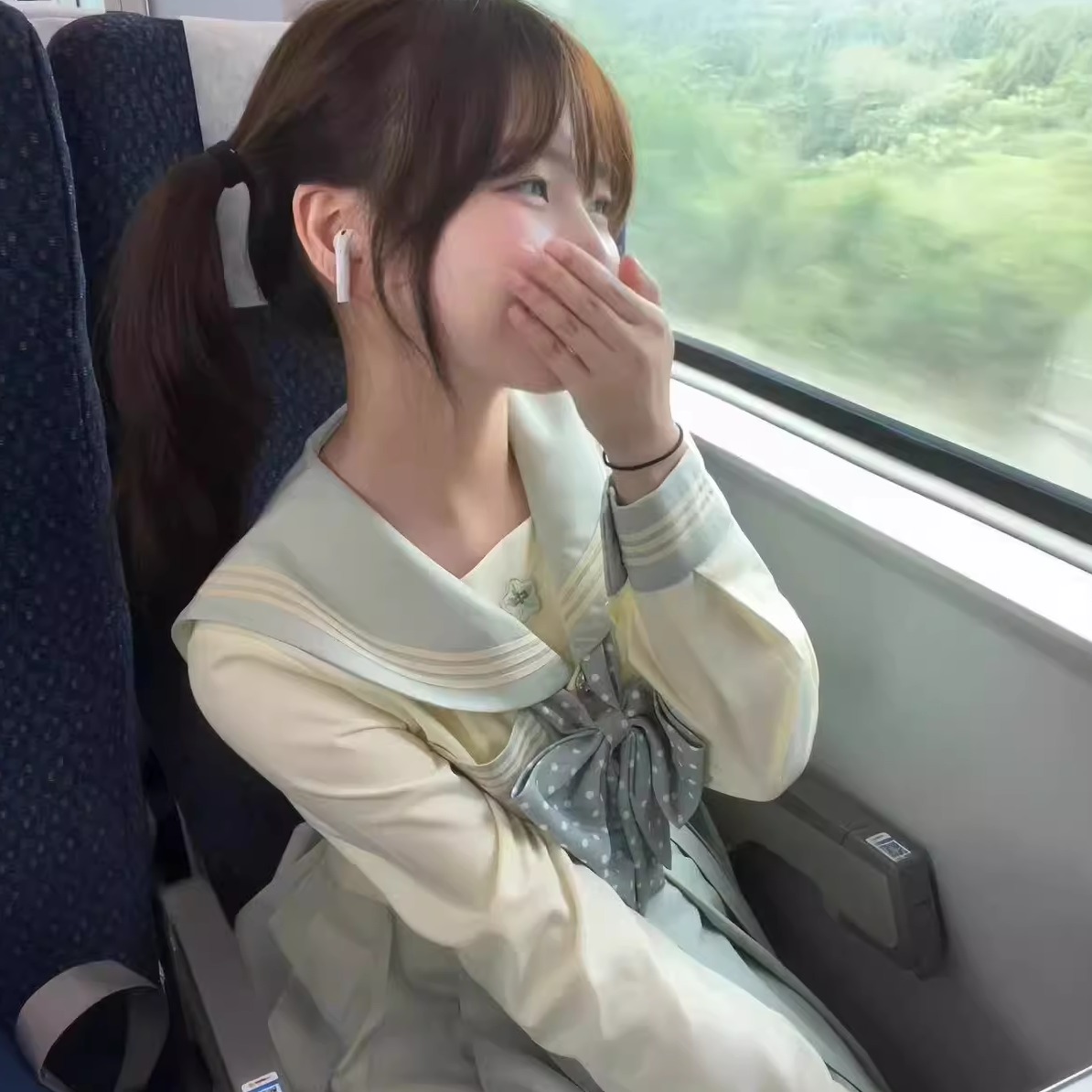 张不烦原创【夏至】薄荷绿JK制服套装女秋季学院风百褶裙两件套