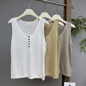 名品港百搭U领针织背心女无袖 内搭减龄上衣马甲 修身