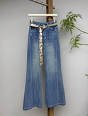 百搭直筒微辣裤 名品港欧货春装 高腰配带丝巾极简气质斜裁拼接时尚