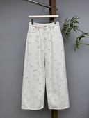 甜酷潮流直筒裤 名品港欧货原创提花骏马春高腰休闲牛仔裤 女时尚