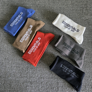 高街头justin潮牌ess长筒socks复线棉长袜子高帮中筒工装 街舞Fog