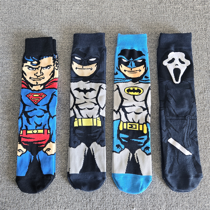 中筒袜子蝙蝠侠超人长筒男女英雄潮流个性学生欧美DC面具惊声尖叫