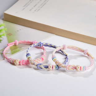 手工编织莫相离手绳可穿黄金饰品配件桃花结手链情人送女士礼物