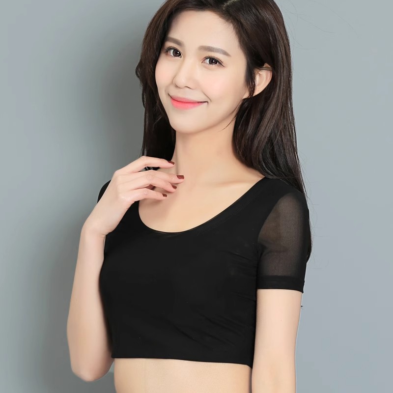 袖子遮大臂薄款内搭遮胳膊副乳短袖半截网纱衣粗手臂显瘦打底T恤