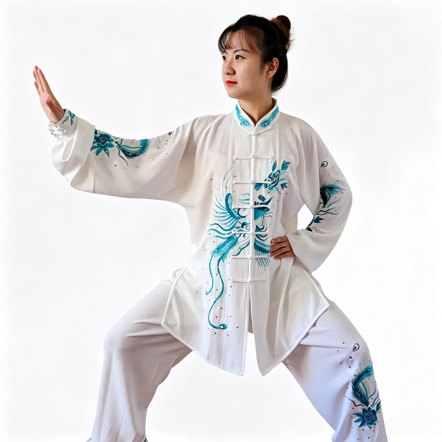 金鹤武术新款女士刺绣太极服比赛表演服白红色春秋长袖免邮质感好