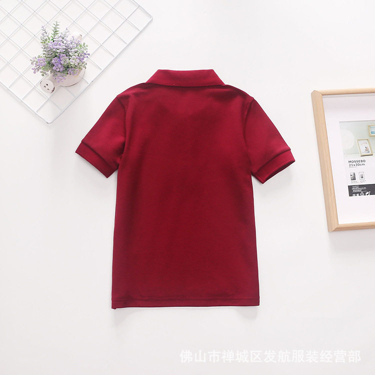 斯踏迪  学院英伦风园服班服夏季枣红短袖T恤男女童上衣夏季校服
