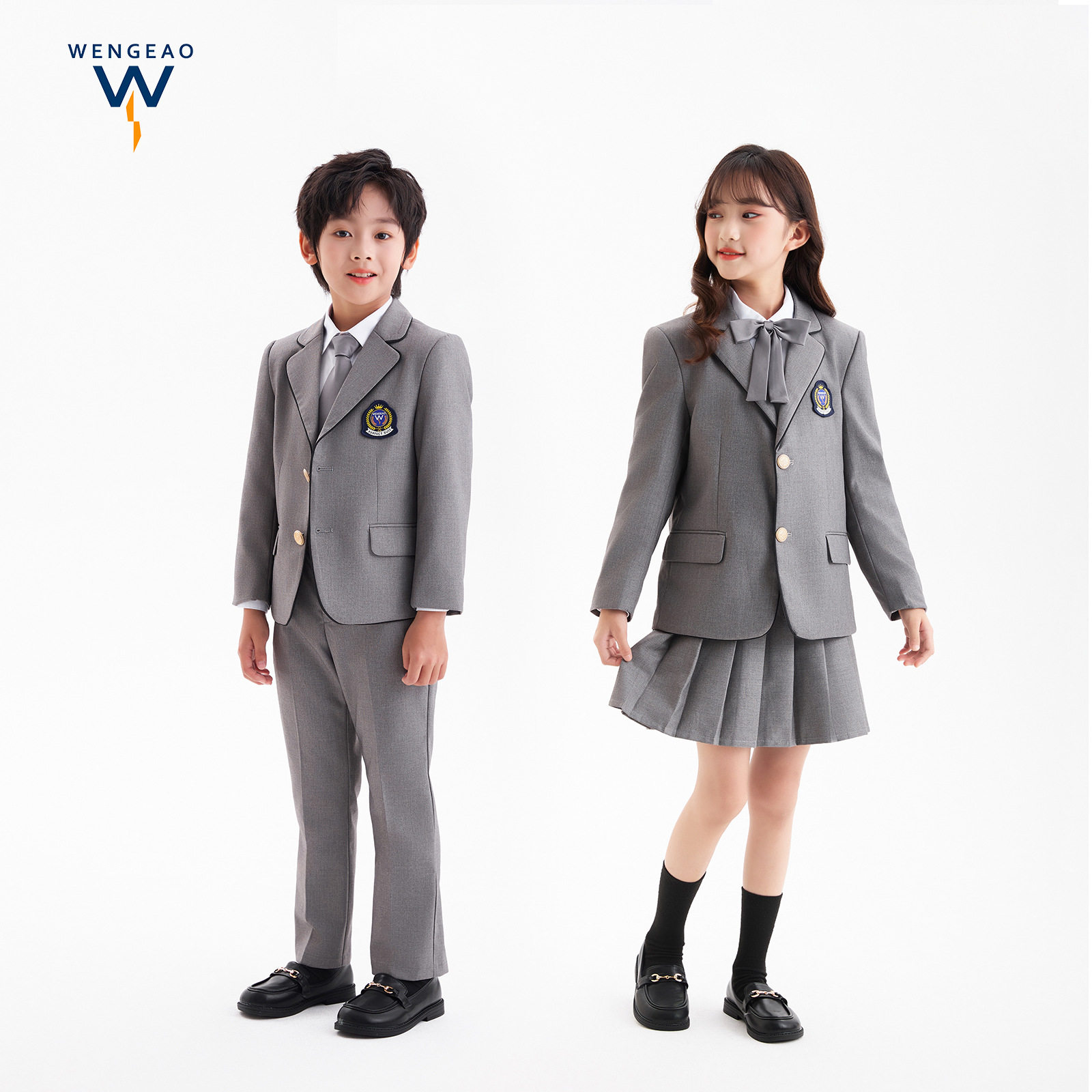 小学生校服英伦学院风幼儿园园服儿童灰色西装套装春季团体服班服