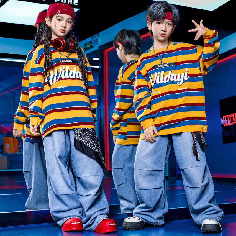 街舞儿童潮服套装男童酷帅架子鼓演出服装少儿hiphop表演服童装女
