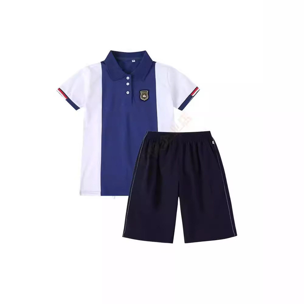 厦门弘毅学校夏季套装小学生校园蓝色短袖T恤短裤短裙运动服校服