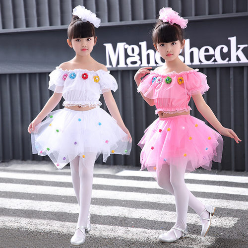 2018新款儿童公主裙演出服女童蓬蓬纱裙幼儿园女孩亮片舞蹈表演服