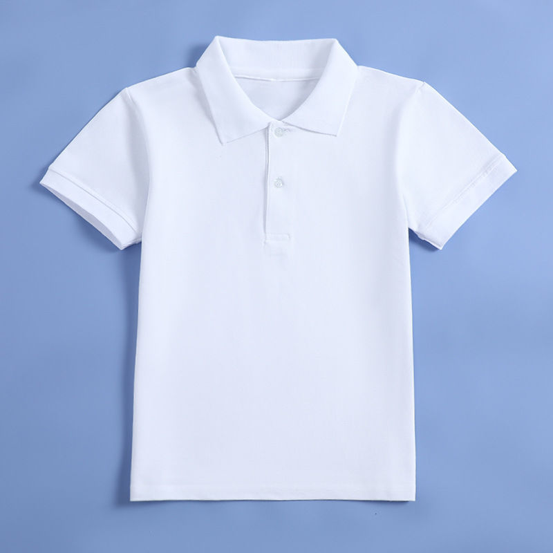 小学生校服蓝色短袖T恤男童女童纯白色半袖POLO衫学院风班服上衣