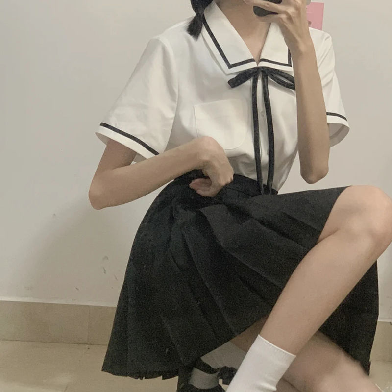 小椰中JK衬衫女短袖夏季日系学院风白色衬衣韩式jk制服校服套装女