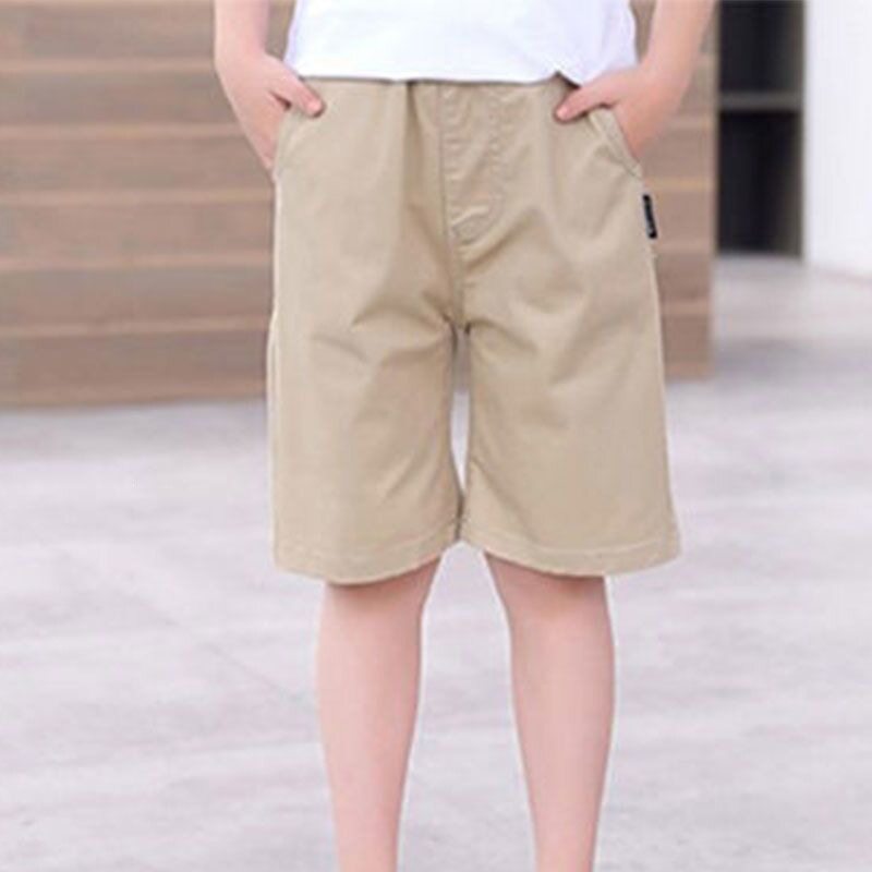 夏季儿童卡其色短裤男女童加肥加大码胖童藏青色校服裤中裤五分裤