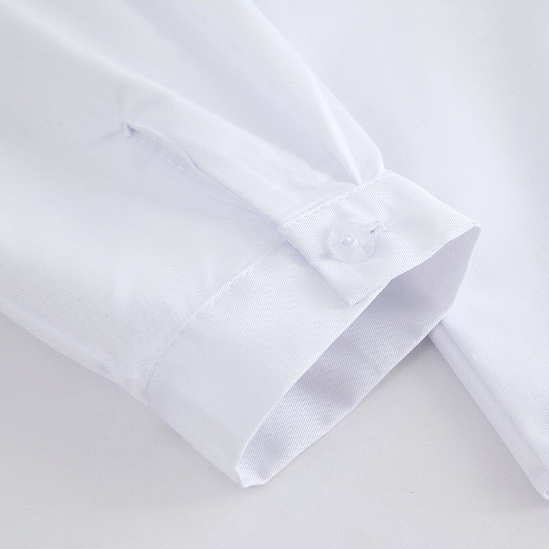 【可定制】白衬衫长袖女白衬衣纯色基础款尖领学院风校服班服上衣