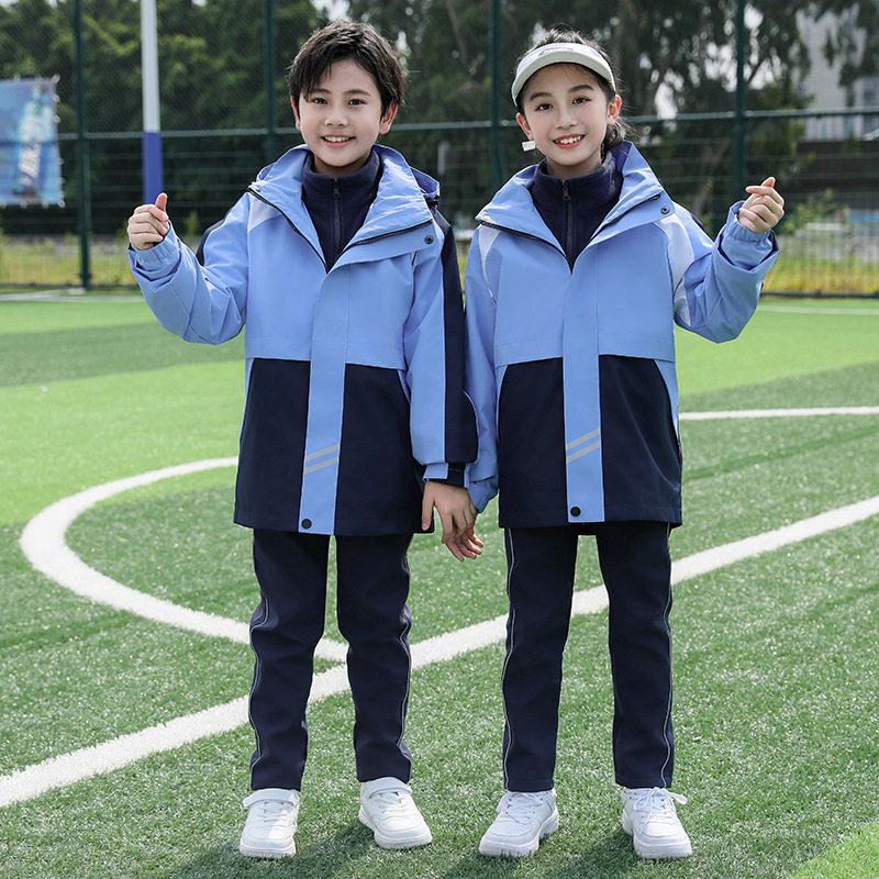 小学生保暖校服秋冬季学院风加厚防寒冲锋衣班服三件套幼儿园园服