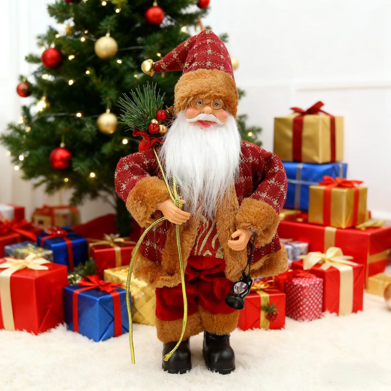 圣诞场景布置老人摆件轻奢风立体生动节日限定圣诞礼物站姿公仔。