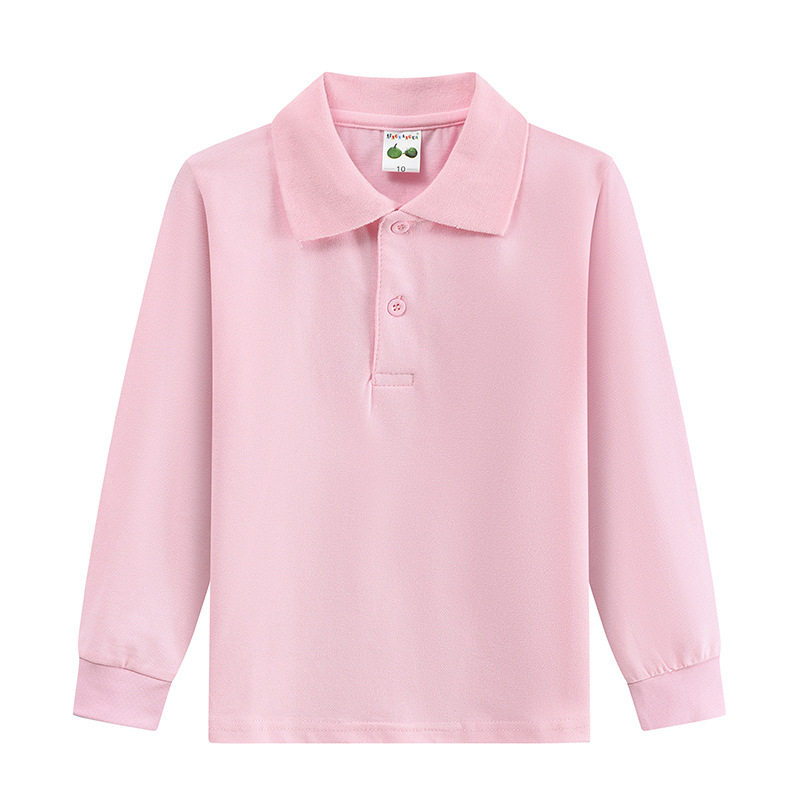 男童polo衫长袖t恤儿童全棉校服女童翻领园服白色打底衫一件代发