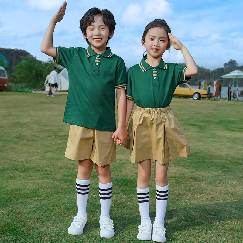 幼儿园夏季园服英伦风小学生夏款纯棉短袖校服套装厂家批发演出服