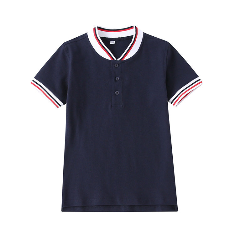 中小学生校服套装英伦风园服夏装白色藏青彩色胸贴短袖上衣