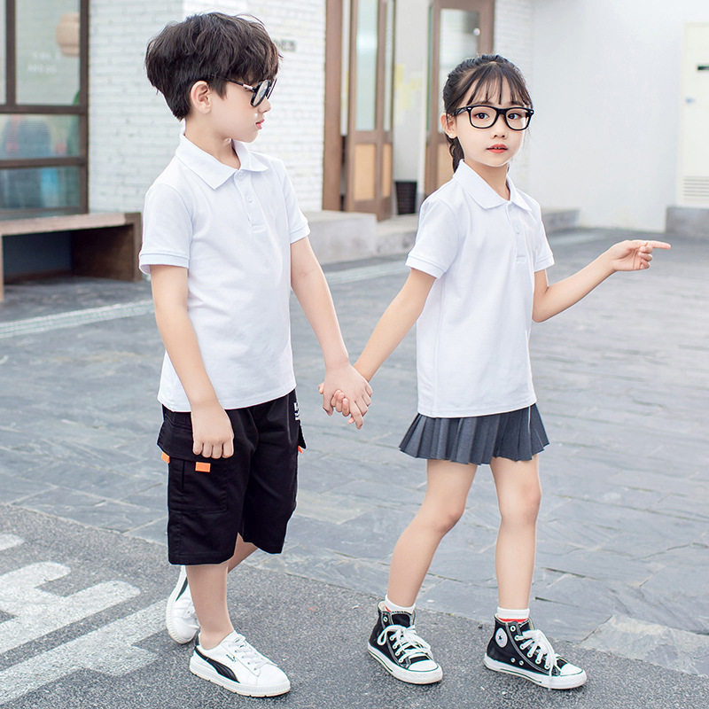 儿童童装夏短袖T恤衫中大童白色纯棉polo kids衫潮1-15岁校服园服
