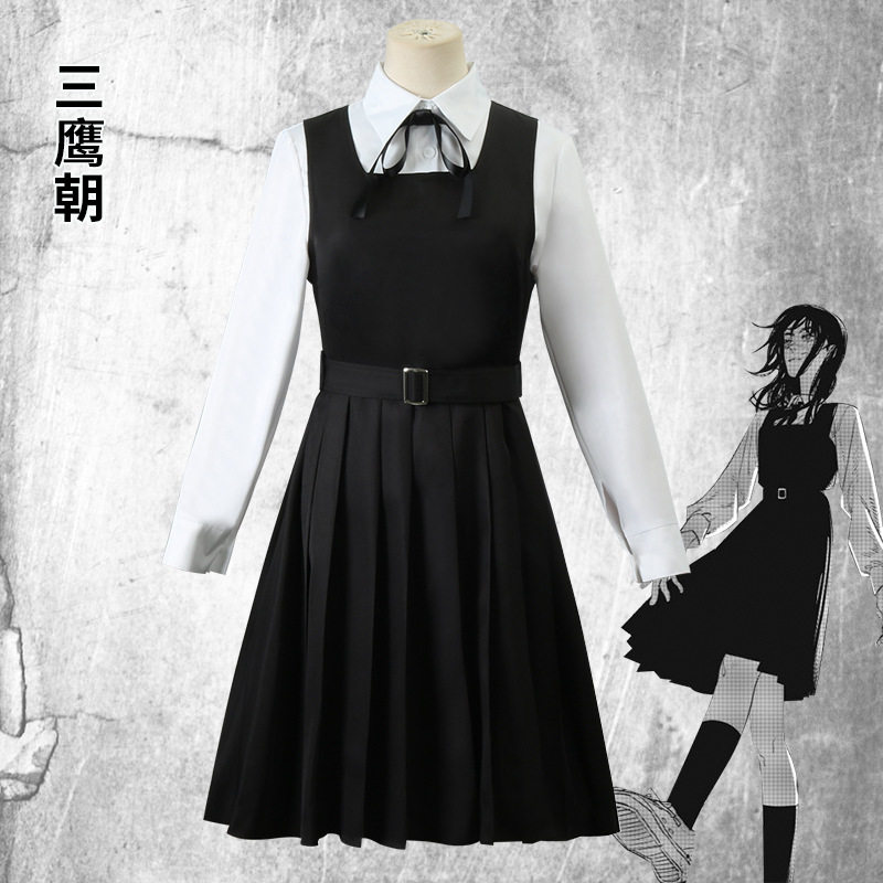 2022新款电锯人COS服三鹰朝制服校服百褶裙cosplay链锯人战争恶魔