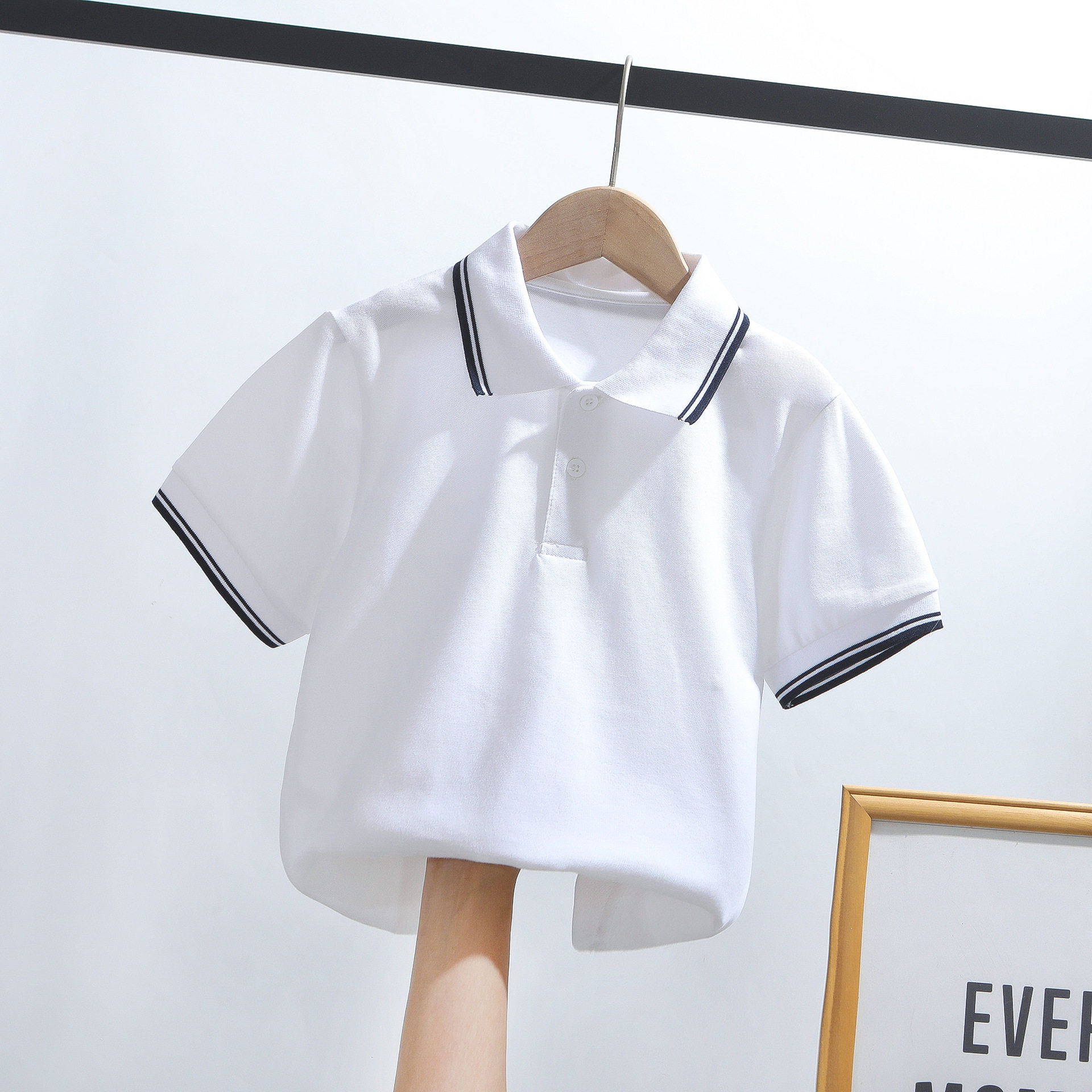 男童T恤短袖儿童POLO衫中大童夏装白色小学生校服园服演出服上衣