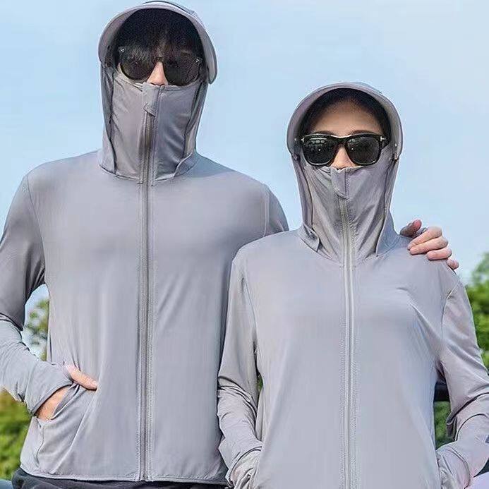 防晒衣男女透气休闲户外钓鱼跑步骑行网眼防嗮服皮肤薄款连帽外套