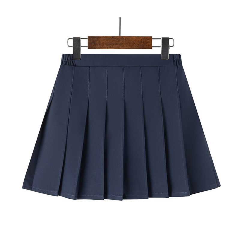 中小学生校服裙女童半身百褶裙幼儿园班服学院风藏青表演出服裙子