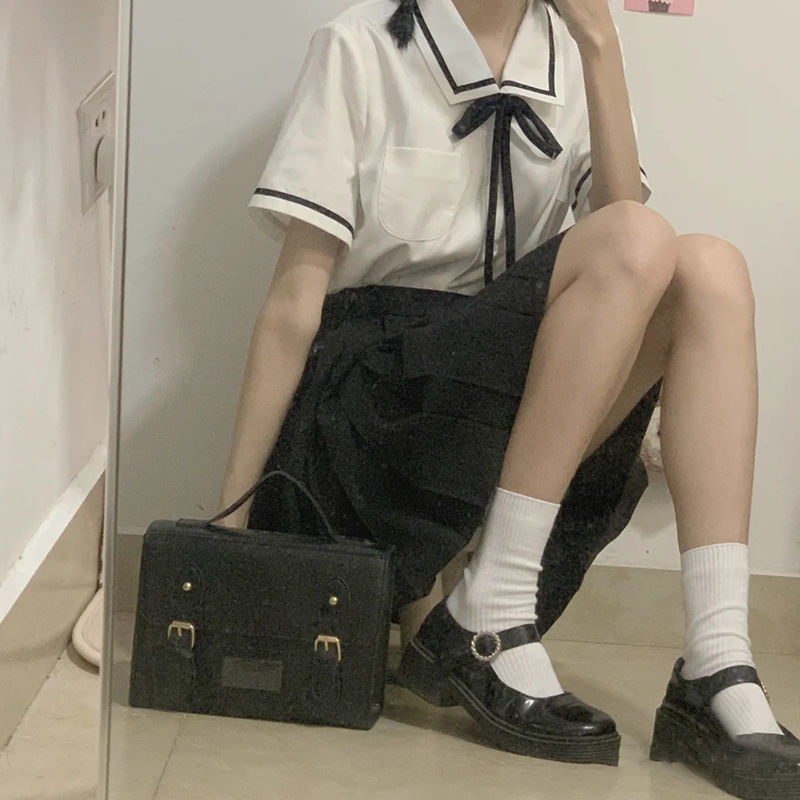 小椰中JK衬衫女短袖夏季日系学院风白色衬衣韩式jk制服校服套装女图片