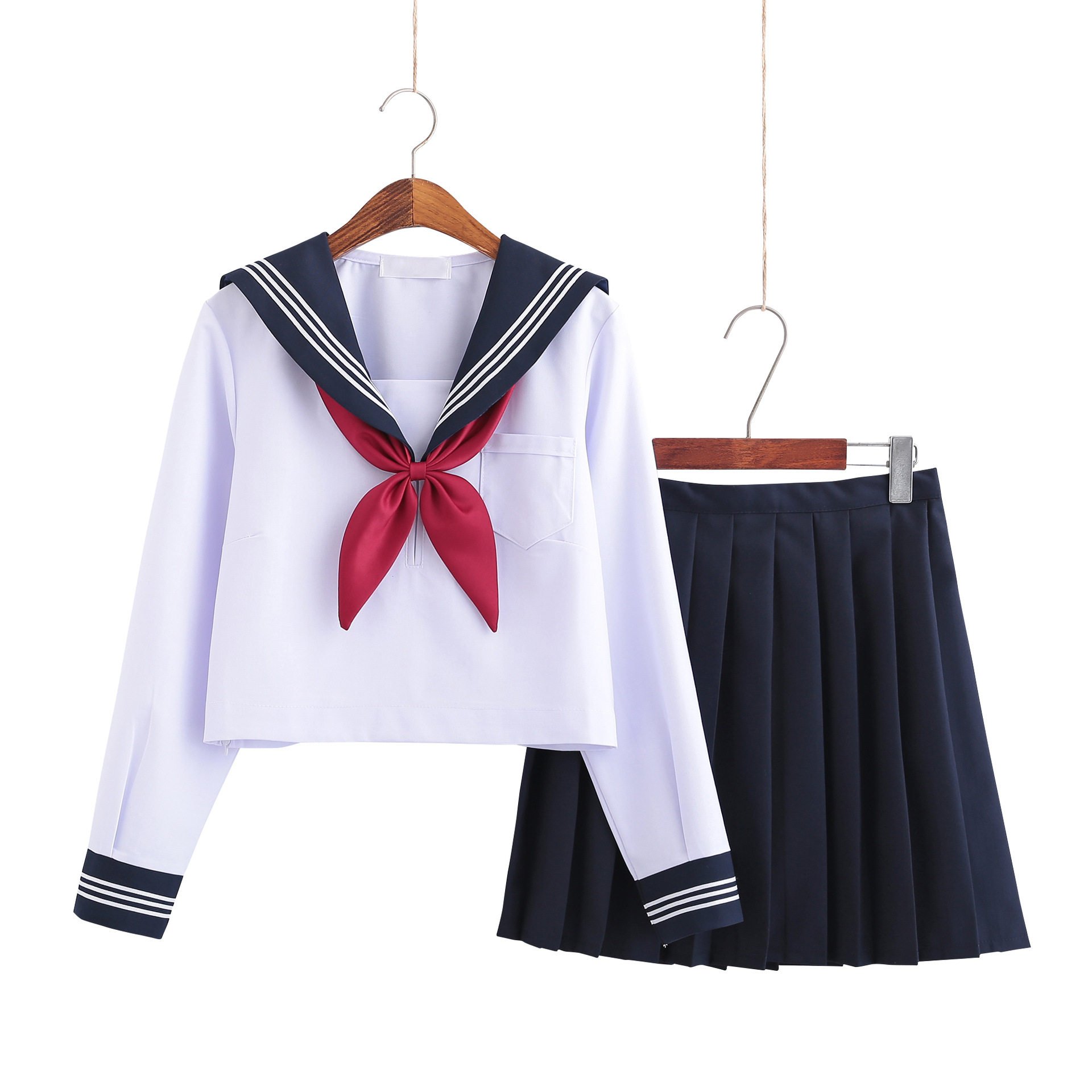 白三本JK制服水手服女长袖学生装百褶裙毕业班服校服软妹服学生装
