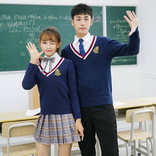 严选 中学生校服 班服英伦学院风宽松显瘦水手服jK制服毛衣套装