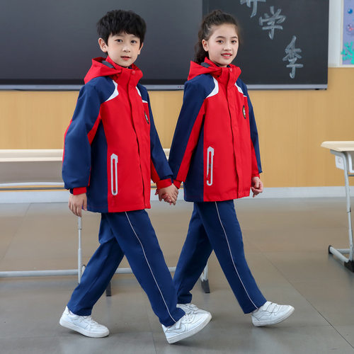 秋冬季学生校服冲锋衣套装三合一可拆卸初高中生班服团体服加绒裤