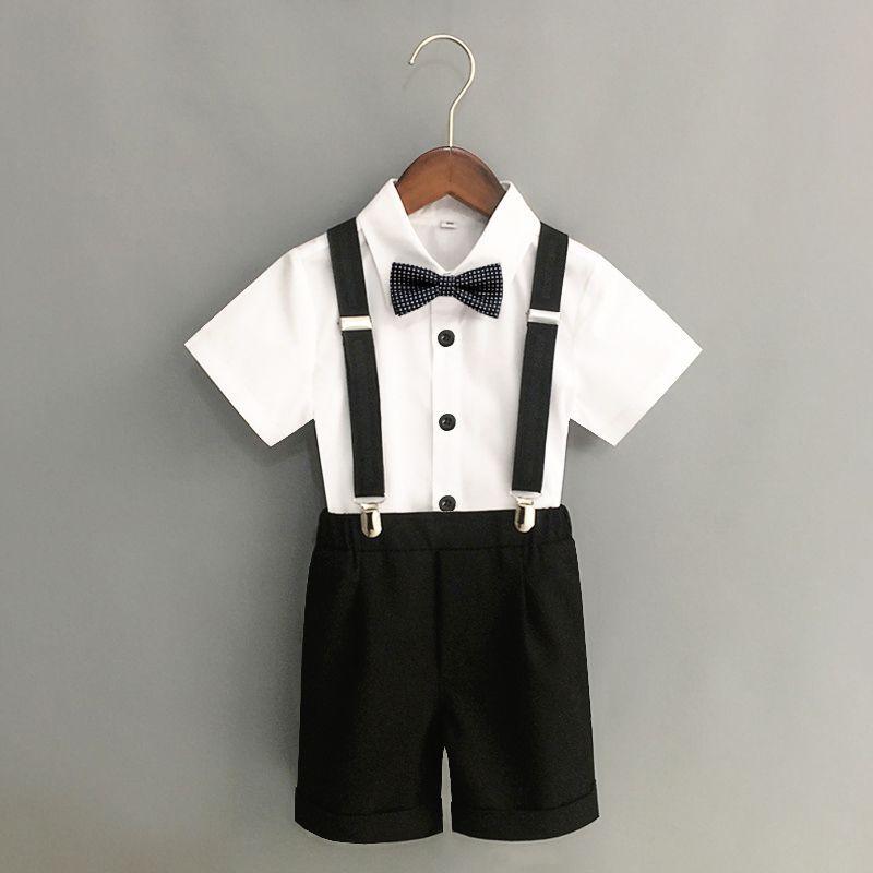 男童英伦风礼服夏季儿童演出服装小主持人背带裤套装帅气西装
