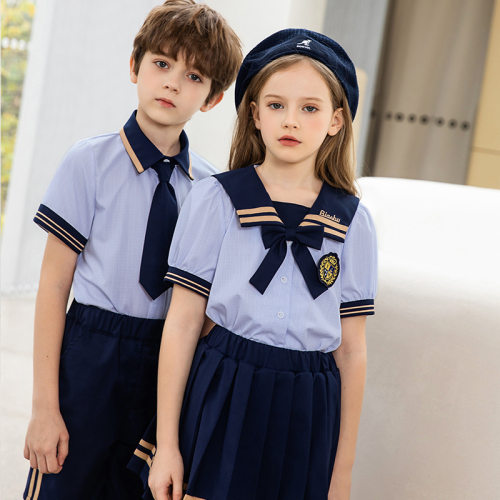小学生班服短袖套装英伦风幼儿园园服夏装学院风儿童校服夏季衬衫
