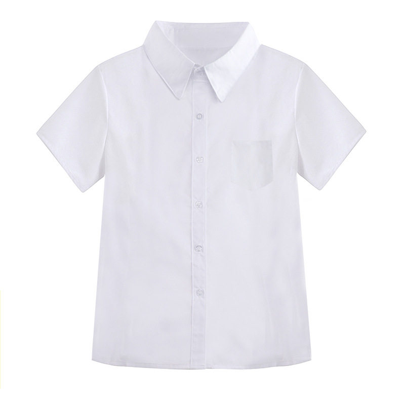 夏季薄款男女修身白衬衫长短袖工作制服学生校服班服纯色衬衫大码
