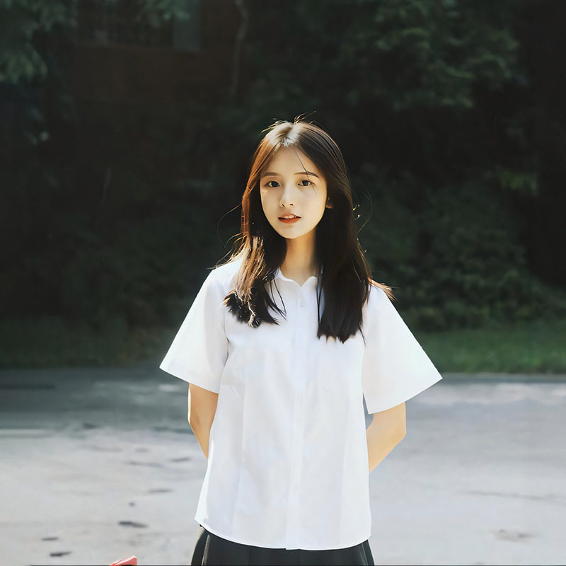 白衬衫女短袖夏季学院风jk白色衬衣内搭打底毕业学生班服校服上衣