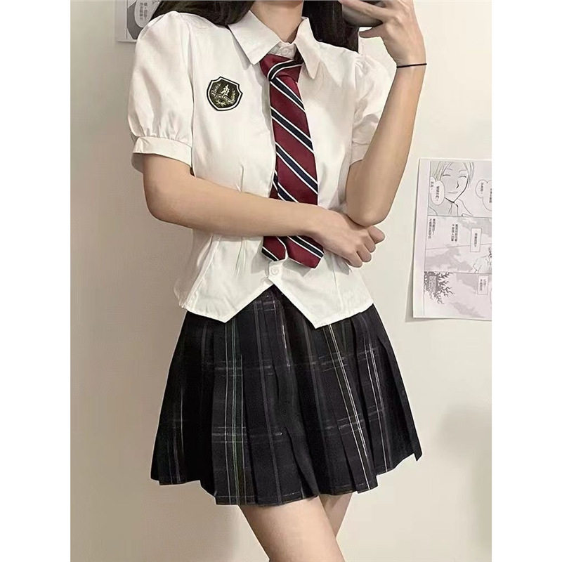 jk套装夏季新款女装英伦风学院风小个子半身裙两件套减龄韩版校服