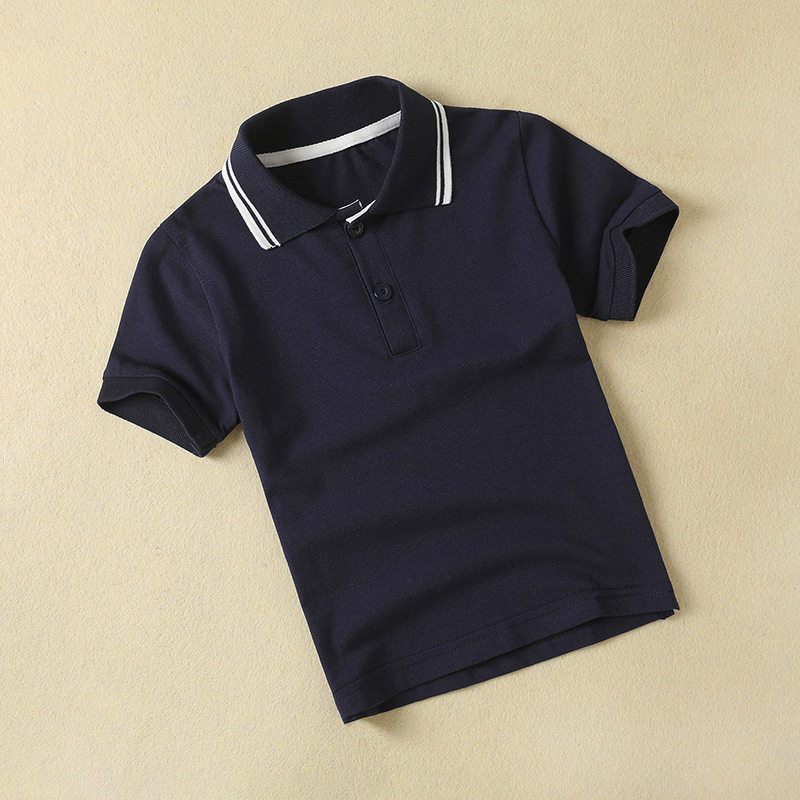 小学生夏季班服运动会毕业照幼儿园服校服POLO衫中小童珠地棉短袖