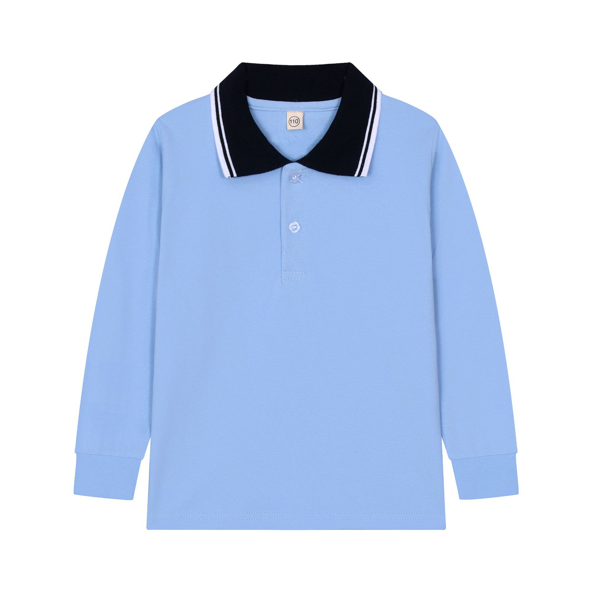 男童polo衫长袖t恤儿童全棉校服女童翻领园服白色打底衫一件代发