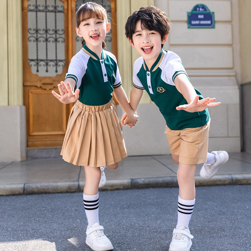 幼儿园园服夏季套装英伦风服装运动夏装短袖儿童班服小学生校服