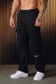 Black Young Leg Logo Embroidered Straight-Leg Pants