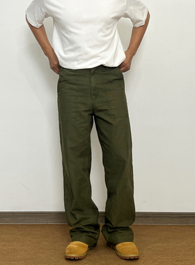 美式复古cleanfit重磅洗水OG107军绿休闲长裤宽松直筒工装裤男女
