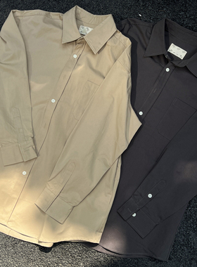 SLOW BAND日系cityboy纯色宽松廓形衬衫方领工装百搭长袖外套男女